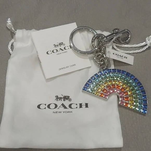 COACH CRYSTAL RAINBOW KEY CHAIN BAG CHARM - Picture 2 of 9